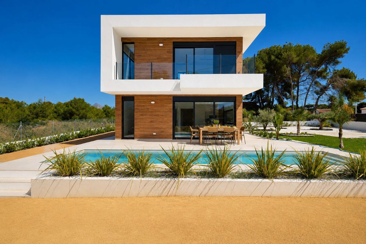 Villa unifamiliar de diseno moderno y minimalista situada en la exclusiva urbanizacion Costa Nova de Javea, en un privilegiado entorno natural a escasos minutos de la emblematica Cala Granadella.