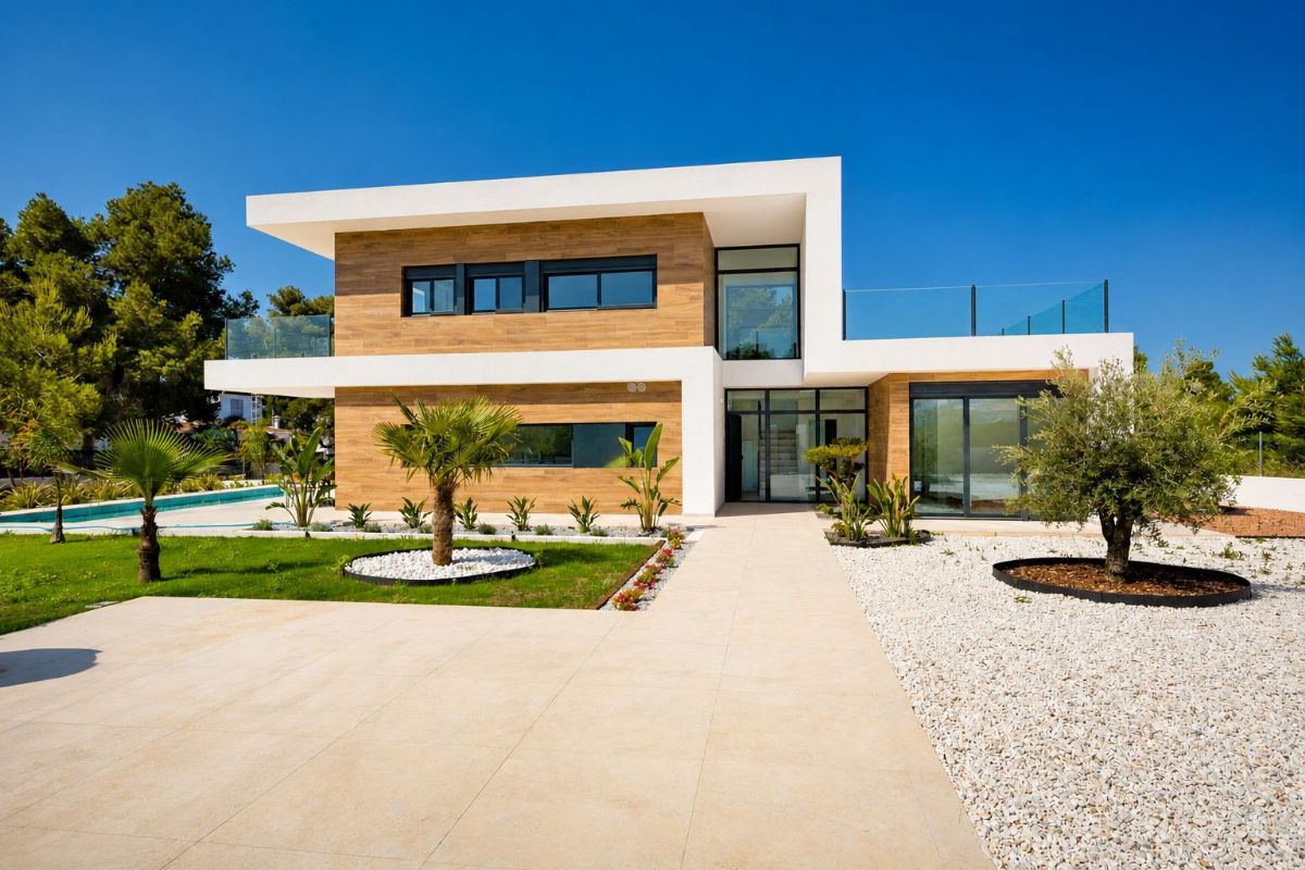 Villa unifamiliar de diseno moderno y minimalista situada en la exclusiva urbanizacion Costa Nova de Javea, en un privilegiado entorno natural a escasos minutos de la emblematica Cala Granadella.